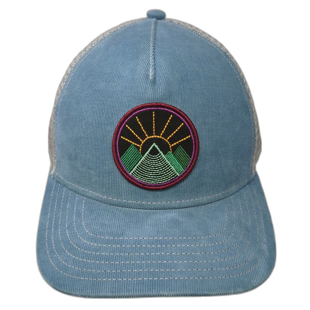 Pistil Trucker Hat Blue One Size Mountain Patch Corduroy Mesh Snapback Outdoor